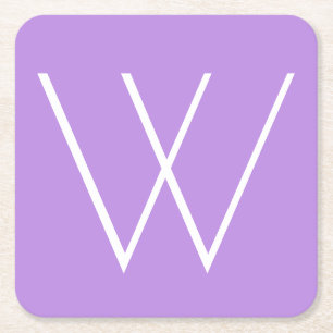 Lavendel de Met monogram van het alfabet en Wit Vierkante Kartonnen Onderzetter