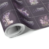 Lavendel Design Verjaardag Wrapper Cadeaupapier (Rol Hoek)