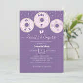 Lavendel Donuts en Luier Baby Shower Met Strooigoe Kaart (Staand voorkant)