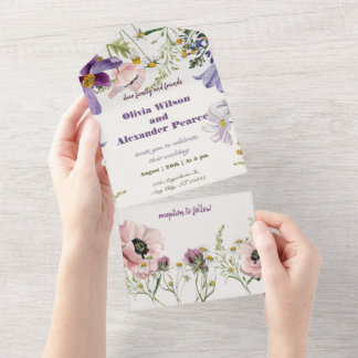 Lavendel Dreams: Anemone Wedding Invitation All In One Uitnodiging