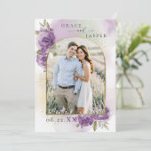 Lavendel Dromerige Rustieke Fotobruiloft Save the  Date (Staand voorkant)