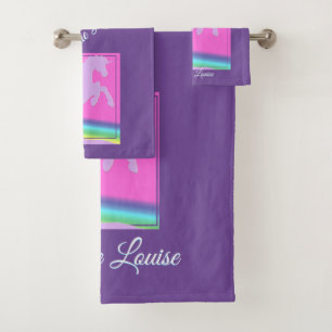 Lavendel eenhoorn silhouet Kinder Bad Handdoek