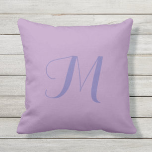 Lavendel Effen Kleur Monogram Buitenkussen