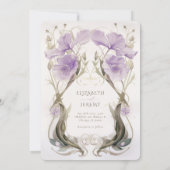 Lavendel Elegance Art Nouveau bruiloft uitnodiging (Achterkant)