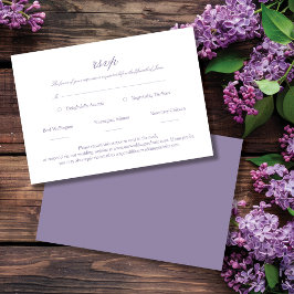 Lavendel Elegant Script Wedding RSVP Kaartje