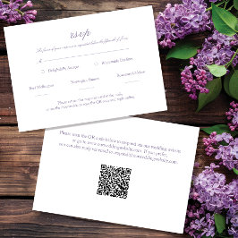 Lavendel Elegant Script Wedding RSVP met QR-code