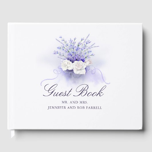 Lavendel Elegant Waterverf Bruiloft Gastenboek (Voorkant)