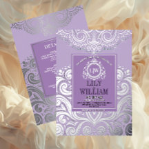 Lavendel Elegante Artdeco Diamant Monogram Trouwka