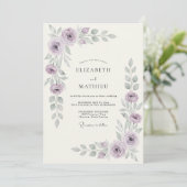 Lavendel Elegante Botanische Lente Bruiloft Kaart (Staand voorkant)