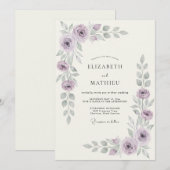 Lavendel Elegante Botanische Lente Bruiloft Kaart (Voorkant / Achterkant)