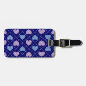 Lavendel en Baby Blue Hearts - Argyle Pattern Bagagelabel (Voorkant horizontaal)