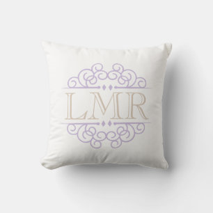 Lavendel en Beige Lijst Monogrammed Kussen