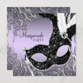 Lavendel en Black Mask Masquerade Party Kaart (Voorkant / Achterkant)