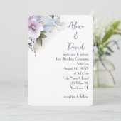 Lavendel en Blauw Bloemen Bruiloft Uitnodigen Kaart (Staand voorkant)