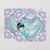 Lavendel en Blauwgroen Baby shower Kaart (Voorkant / Achterkant)