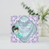 Lavendel en Blauwgroen Baby shower Kaart (Staand voorkant)