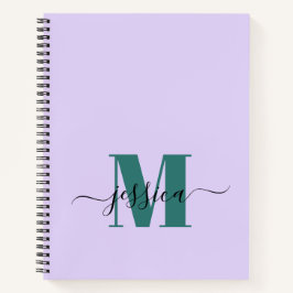 Lavendel en Blauwgroen gepersonaliseerd Monogram N Notitieboek