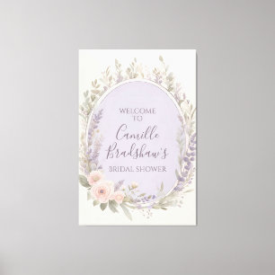 Lavendel en Blush Bloemen Welkomstbord Canvas Afdruk