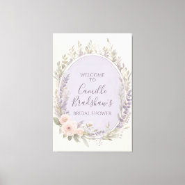 Lavendel en Blush Bloemen Welkomstbord Canvas Afdruk