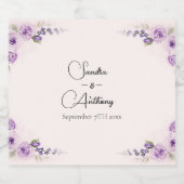 Lavendel en Blush Roos bruiloft Sparkling Wijnetiket (Enkel label)