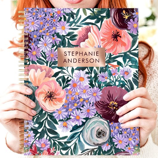 Lavendel en Blush Wildflower Aangepaste naam Planner
