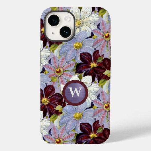 Lavendel en Bourgondische Waterverf Clematis Case-Mate iPhone Case (Achterkant)