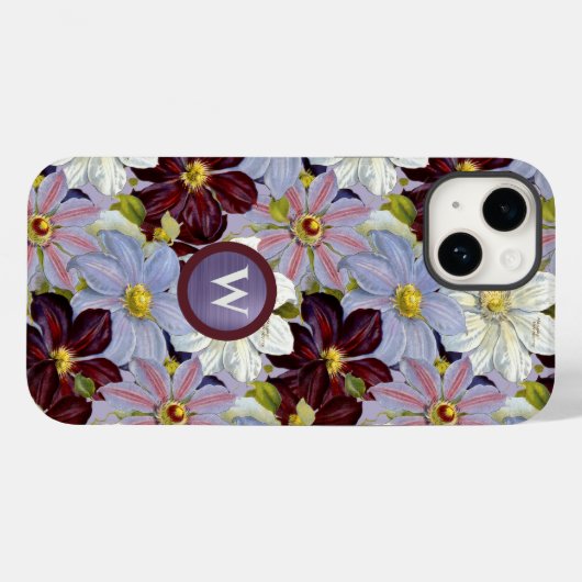  Lavendel en Bourgondische Waterverf Clematis Case-Mate iPhone Case (Achterkant (horizontaal))