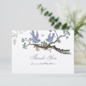 Lavendel en citroengeel Vogelbruiloft Bedankkaart (Staand voorkant)