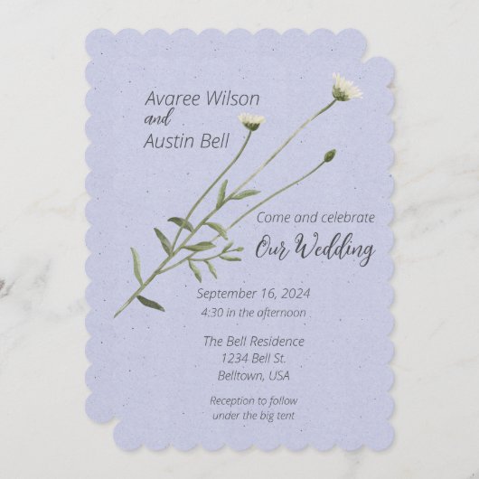 Lavendel en een enkele Daisy Kaart (Voorkant / Achterkant)