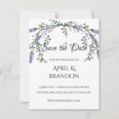 Lavendel en Eucalyptus bruiloft Save The Date (Voorkant)