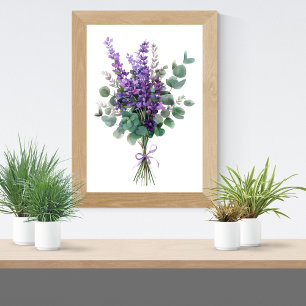 Lavendel en Eucalyptus Groene Bloemige Botanische Poster
