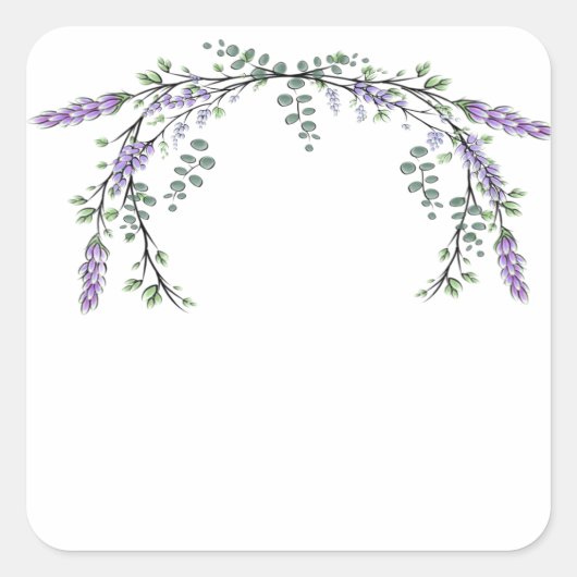 Lavendel en Eucalyptus Vierkante Sticker (Voorkant)