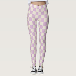 Lavendel en gebroken wit dambord leggings