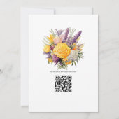 Lavendel en Gouden Gele Bloemen Lente Bruiloft Kaart (Achterkant)