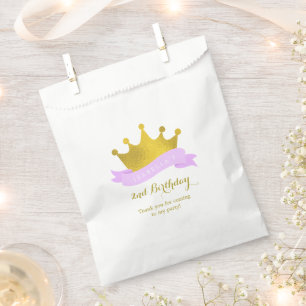 Lavendel en Gouden Prinses Tiara Verjaardagsfeest Bedankzakje