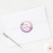 Lavendel en gouden vlinder Save the Date Stickers (Envelop)