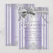 Lavendel en grijs Girly Baby shower Kaart (Voorkant / Achterkant)