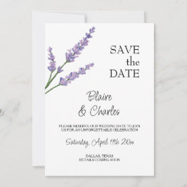 Lavendel en groene bloem Save The Date Kaart