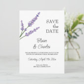 Lavendel en groene bloem Save The Date Kaart (Staand voorkant)