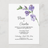 Lavendel en groene bloemen huwelijksuitnodiging briefkaart (Voorkant)