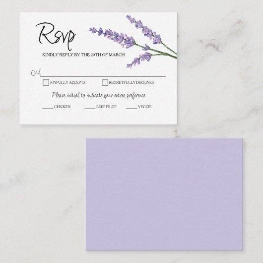 Lavendel en groene bloemen RSVP behuizing Kaarten (Voorkant / Achterkant)