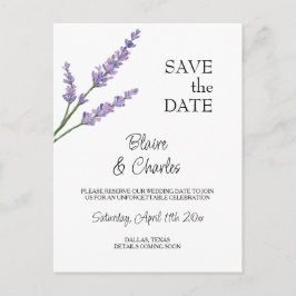 Lavendel en groene Briefkaarten Save the Date Kaar