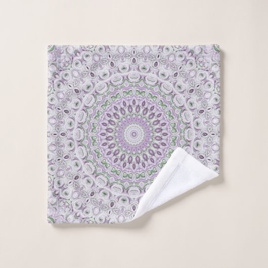 Lavendel en groene mandala patroon ontwerp bad handdoek (Wasdoekje)