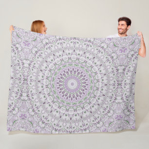 Lavendel en groene mandala patroon ontwerp fleece deken