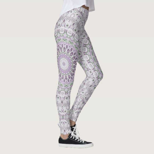 Lavendel en groene mandala patroon ontwerp leggings (Rechts)