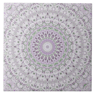 Lavendel en groene mandala patroon ontwerp tegeltje
