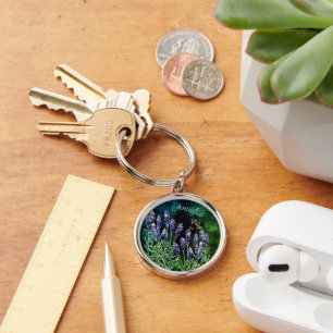 Lavendel en hommel beschilderd met waterverven sleutelhanger