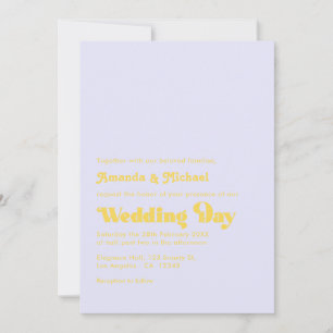Lavendel en Lemon Zest Retro Typografie Huwelijk Kaart