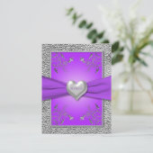 Lavendel en Loden Hart RSVP Kaart (Staand voorkant)