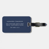 Lavendel en marine roosterpatroon bagagelabel (Achterkant horizontaal)